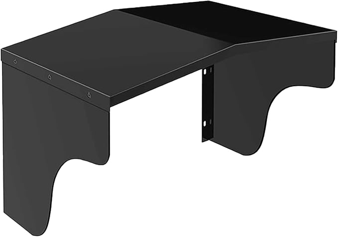 Black metal EV charging cable floor management tray top angle view on white background