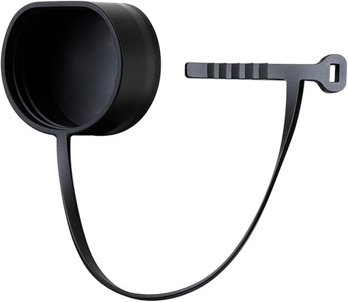 Black Type 2 EV charging cable connector protective dust cap with retention strap on white background