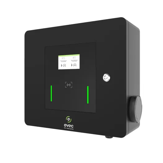 Evec EV Charger Angled View with Side Connector Socket - Buy Home Charging Point Online