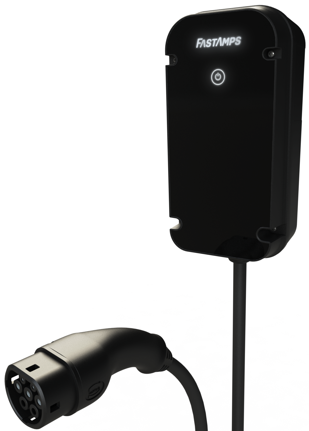 Alpha7 Gen4 7.4kW tethered home EV charger with charging cable