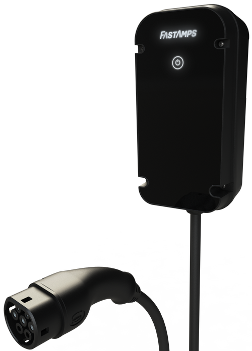 Alpha7 Gen4 7.4kW tethered home EV charger with charging cable