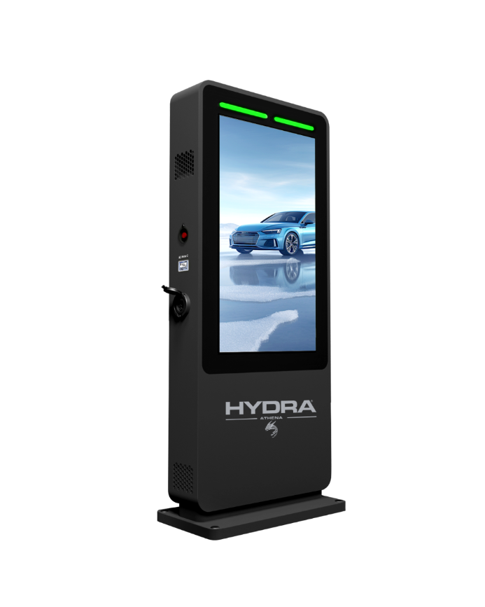 Hydra Athena AC charging station with advertising display right side view