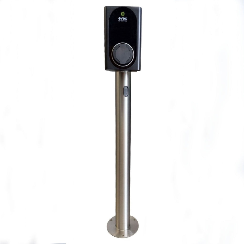 Charging Post with EVEC EV Charger - Round Floor-Standing Charger Post