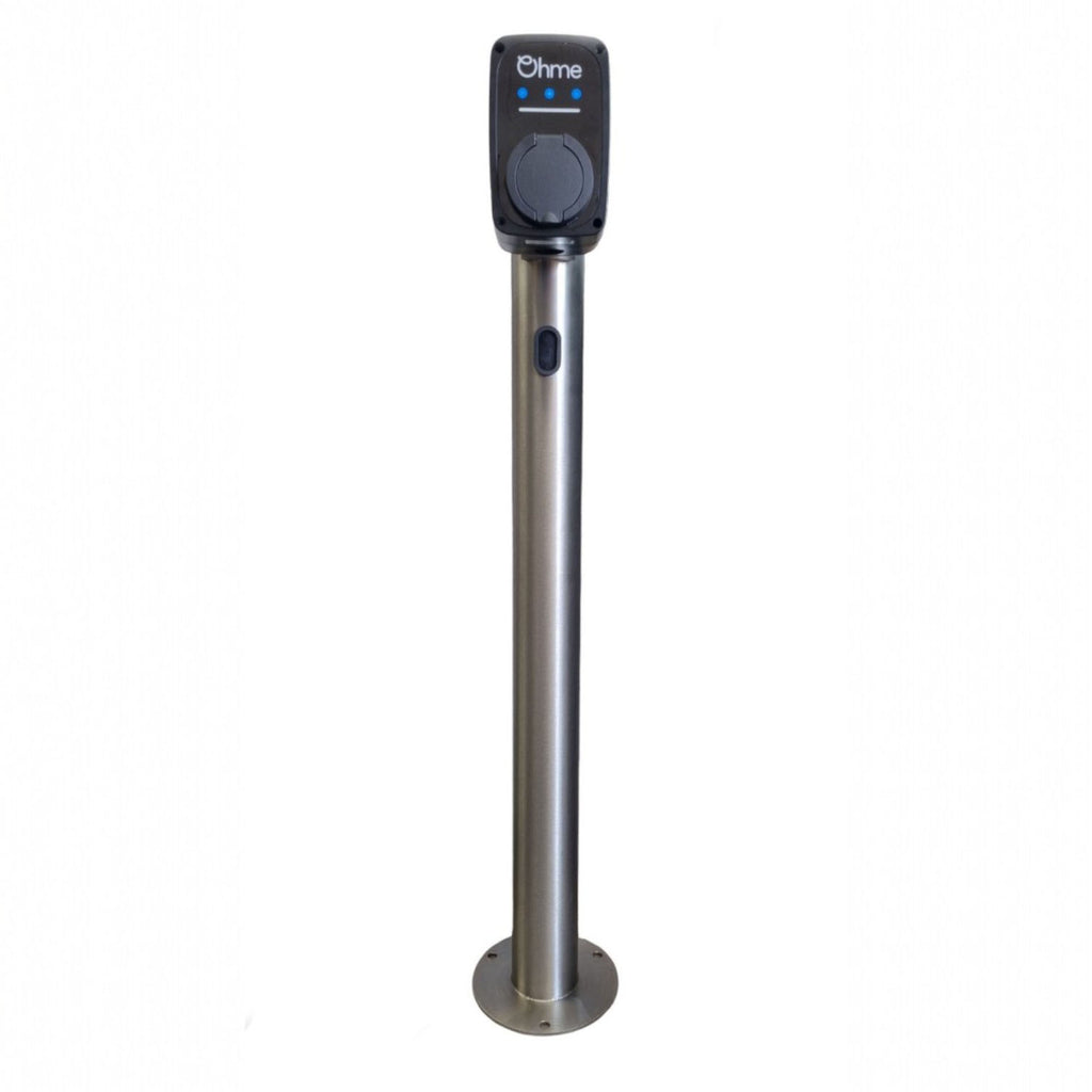 Charging Post with Ohme ePod EV Charger - Round Floor-Standing Charger Post