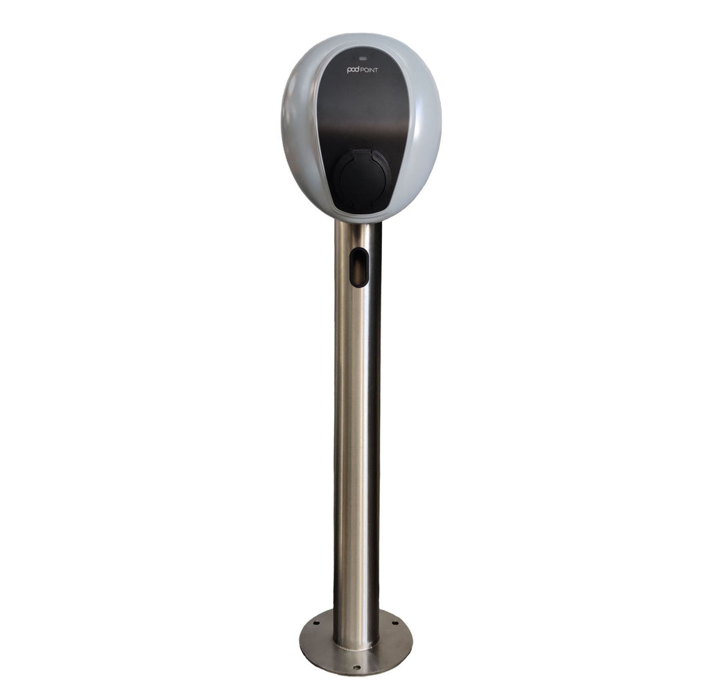 Charging Post with Pod Point Solo 3 EV Charger - Round Floor-Standing Charger Post