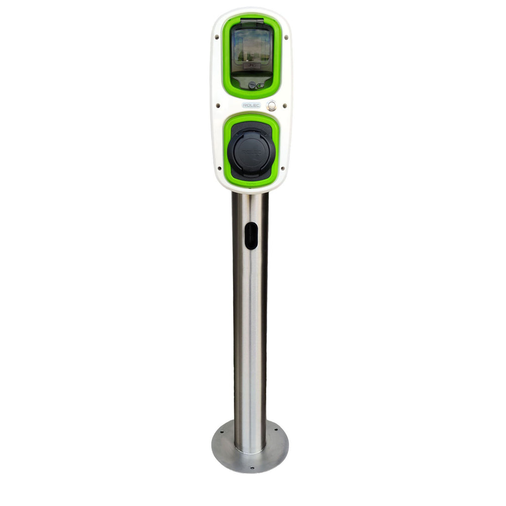 Charging Post with Rolec EV Charger - Round Floor-Standing Charger Post