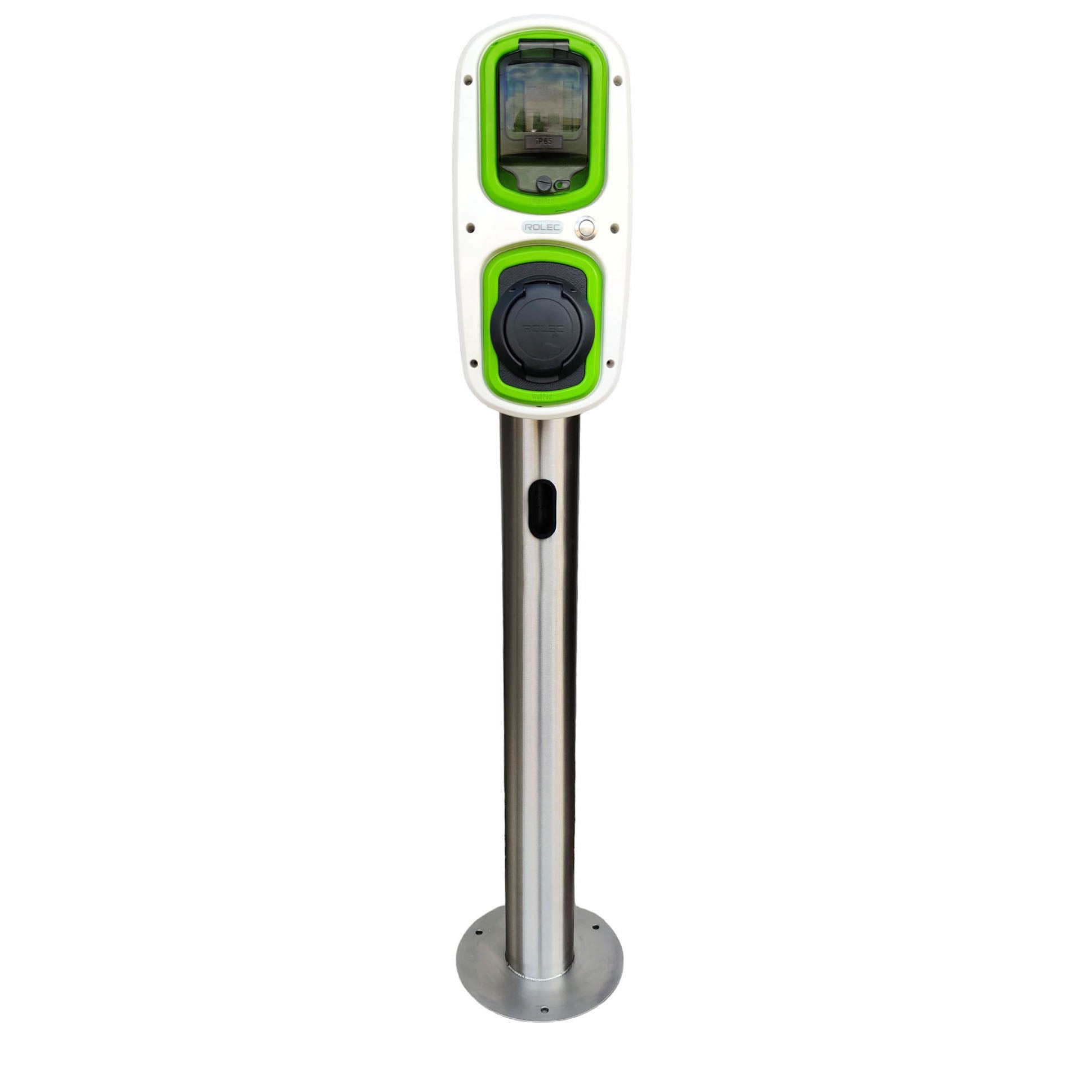 Charging Post with Rolec EV Charger - Round Floor-Standing Charger Post