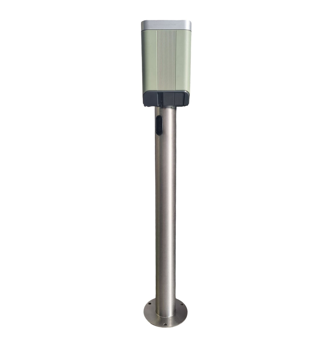 Charging Post with Sage Green EV Wall Charger - Round Floor-Standing Charger Post