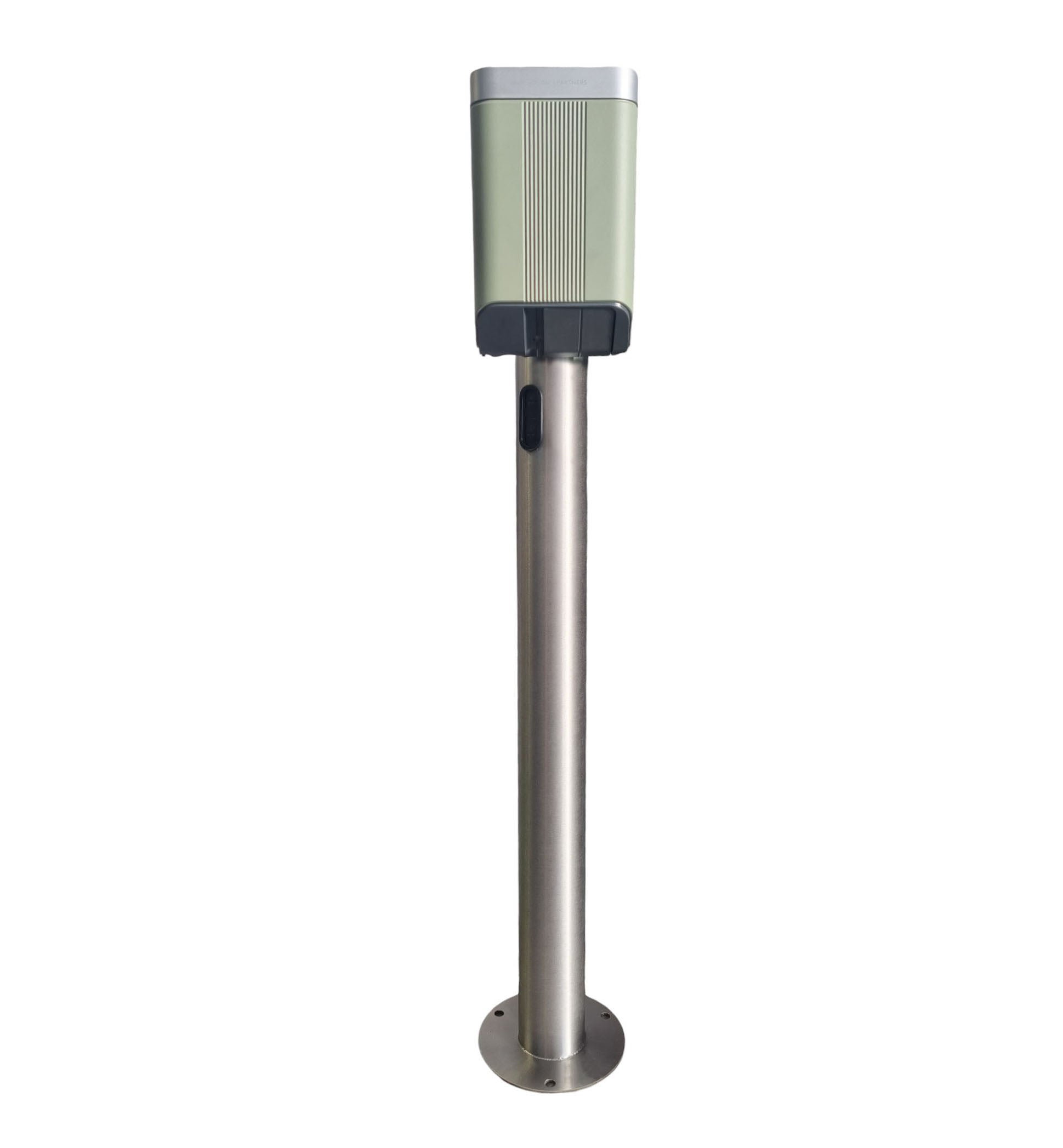 Charging Post with Sage Green EV Wall Charger - Round Floor-Standing Charger Post