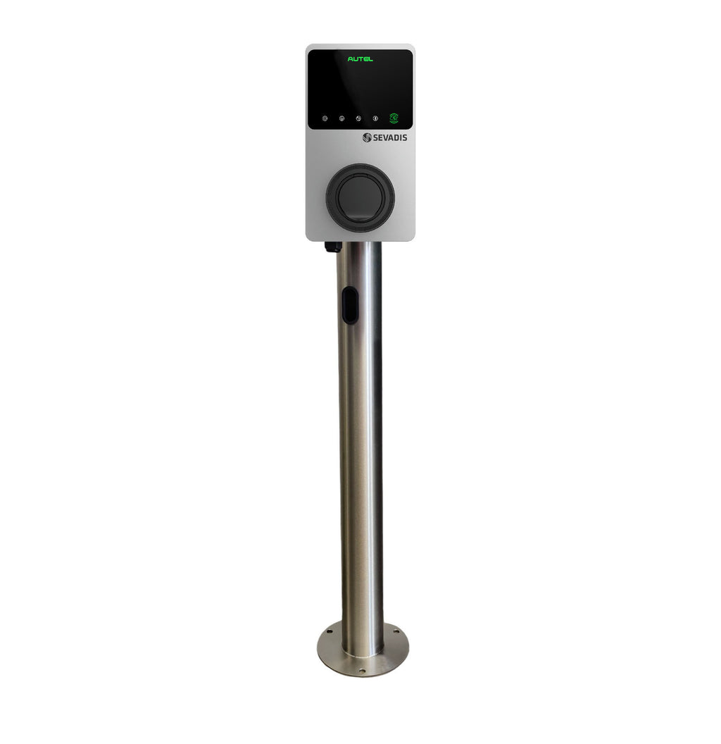 Charging Post with Autel Sevadis EV Charger - Round Floor-Standing Charger Post