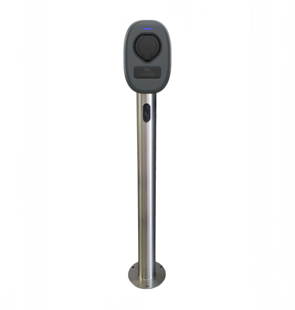 Charging Post with BG Sync EV Charger - Round Floor-Standing Charger Post
