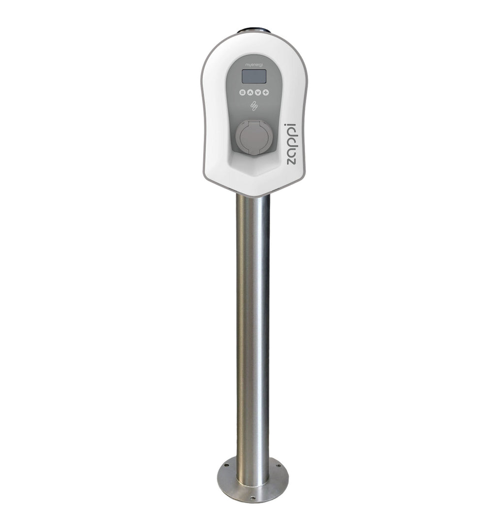 Charging Post with MyEnergi Zappi EV Charger - Round Floor-Standing Charger Post