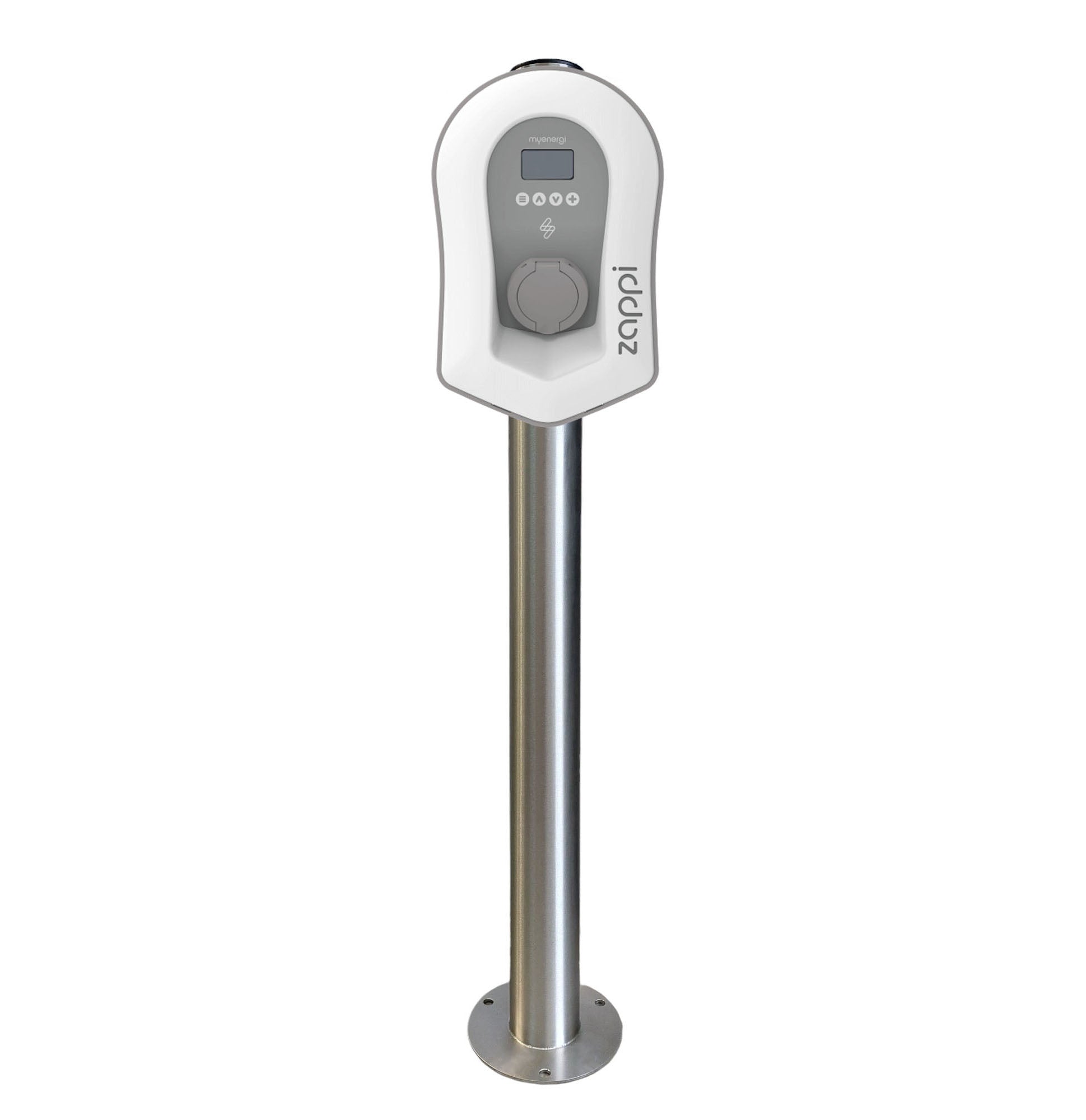 Charging Post with MyEnergi Zappi EV Charger - Round Floor-Standing Charger Post