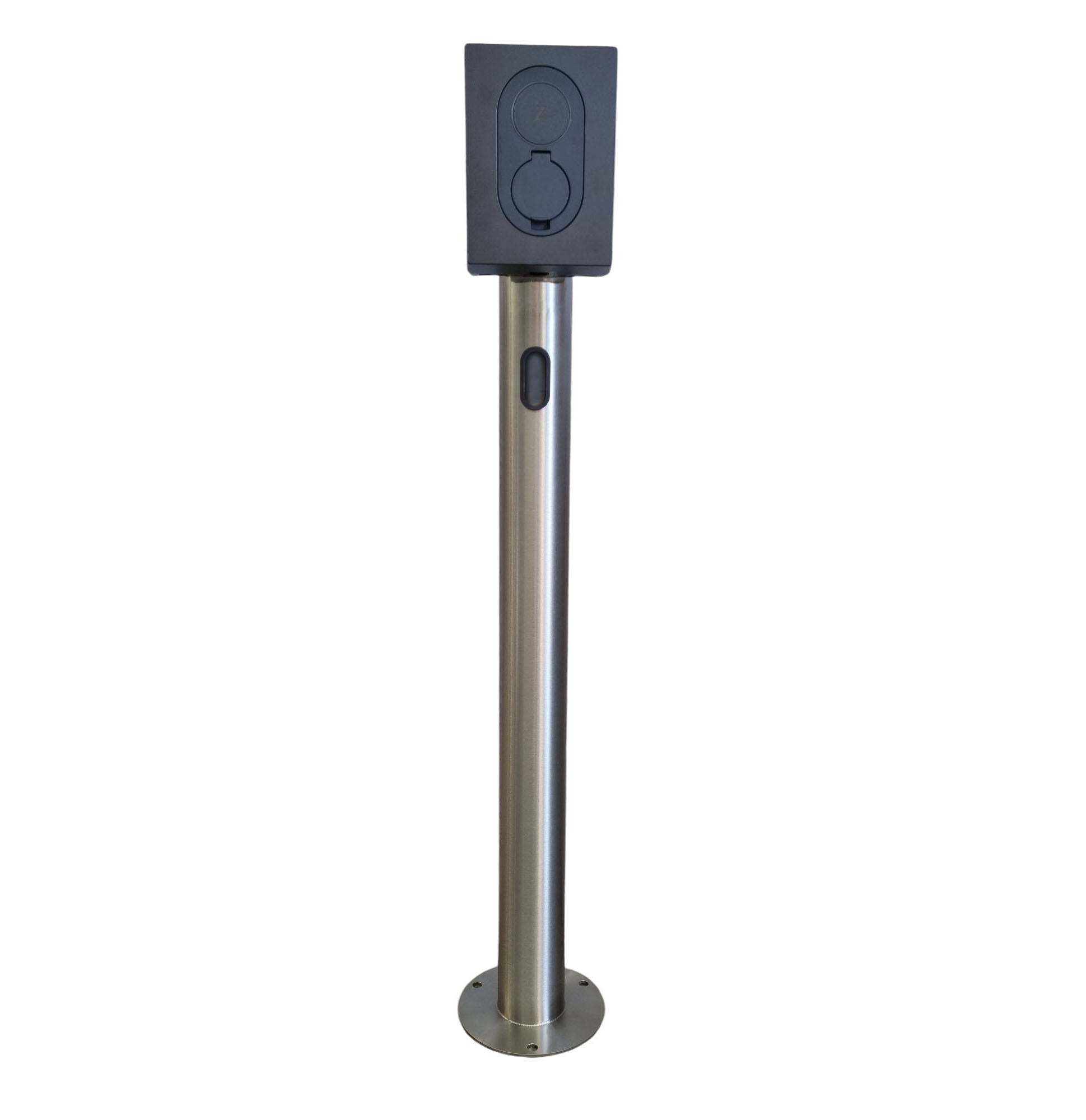 Charging Post with Zaptec Go EV Charger - Round Floor-Standing Charger Post