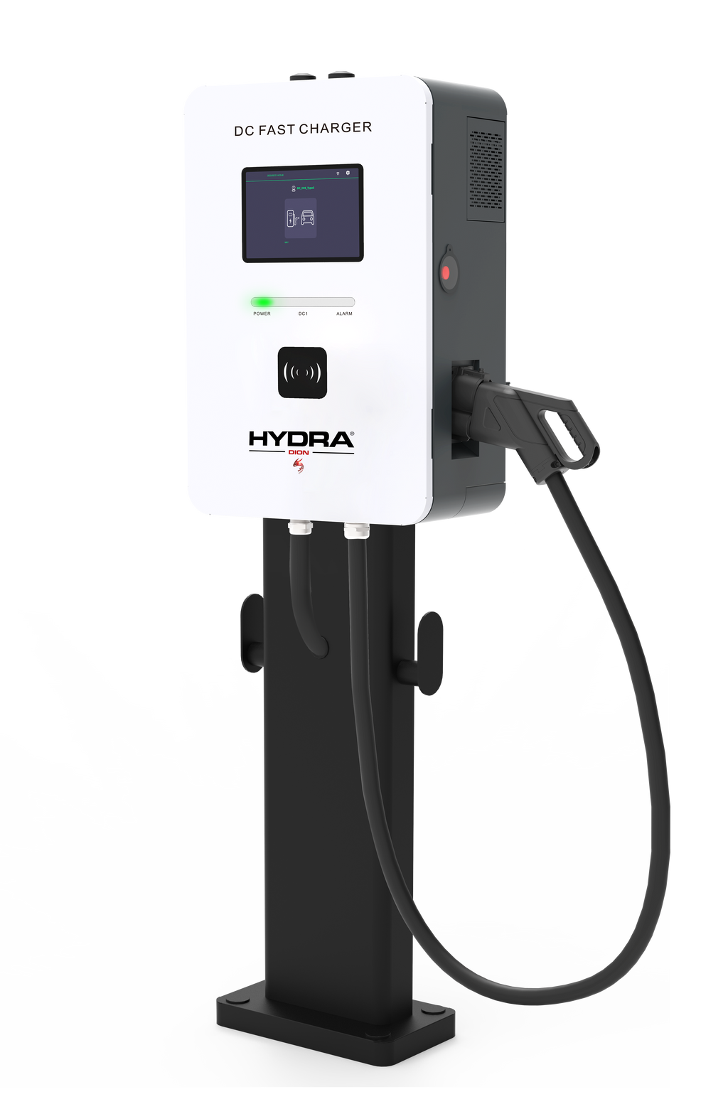 Hydra Dion compact EV fast charger on pedestal mount