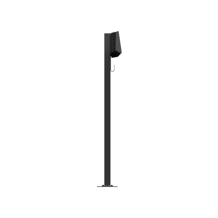 Easee Base 1-way pedestal post in black for single Easee charger with floor mounting baseplate, slim tall stand