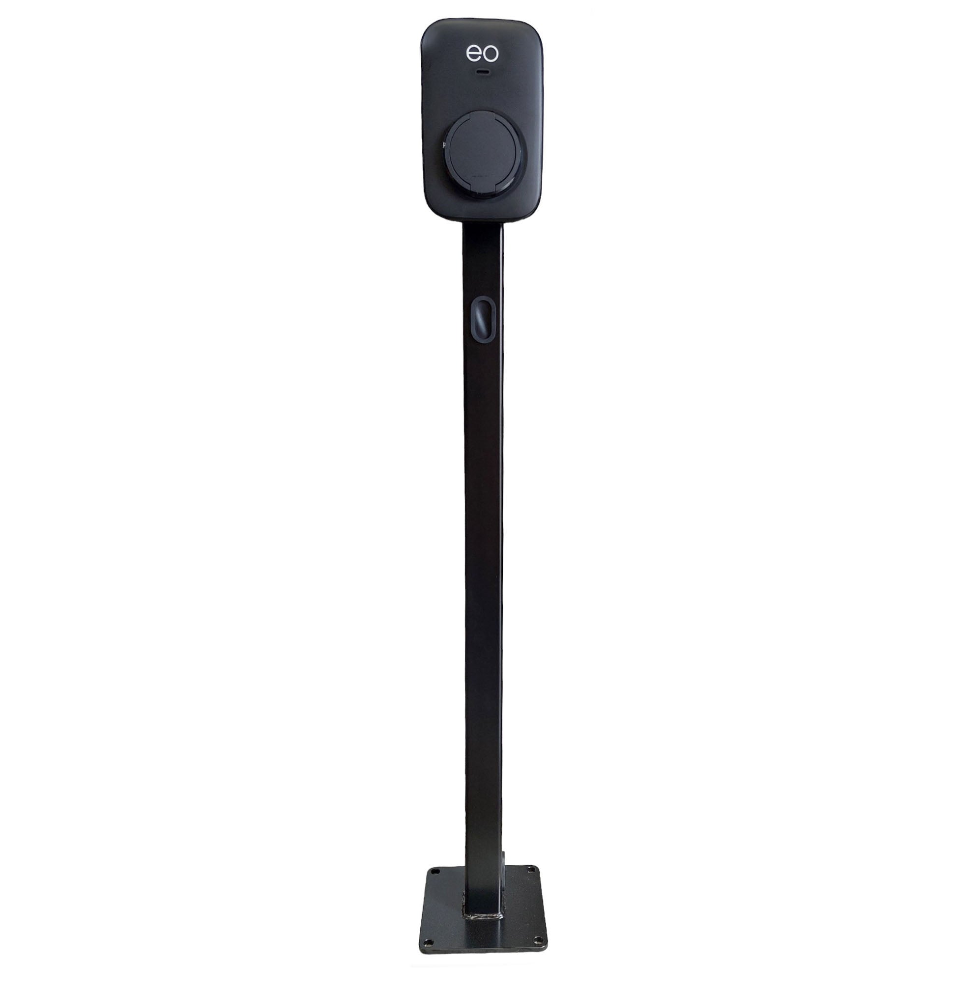 EO Mini Pro 3 7kW EV charger on pedestal stand, front view on white background