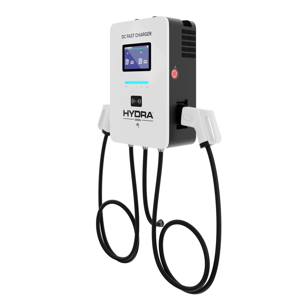 Hydra Dion 40kW dual CCS2 compact DC fast charger front left view