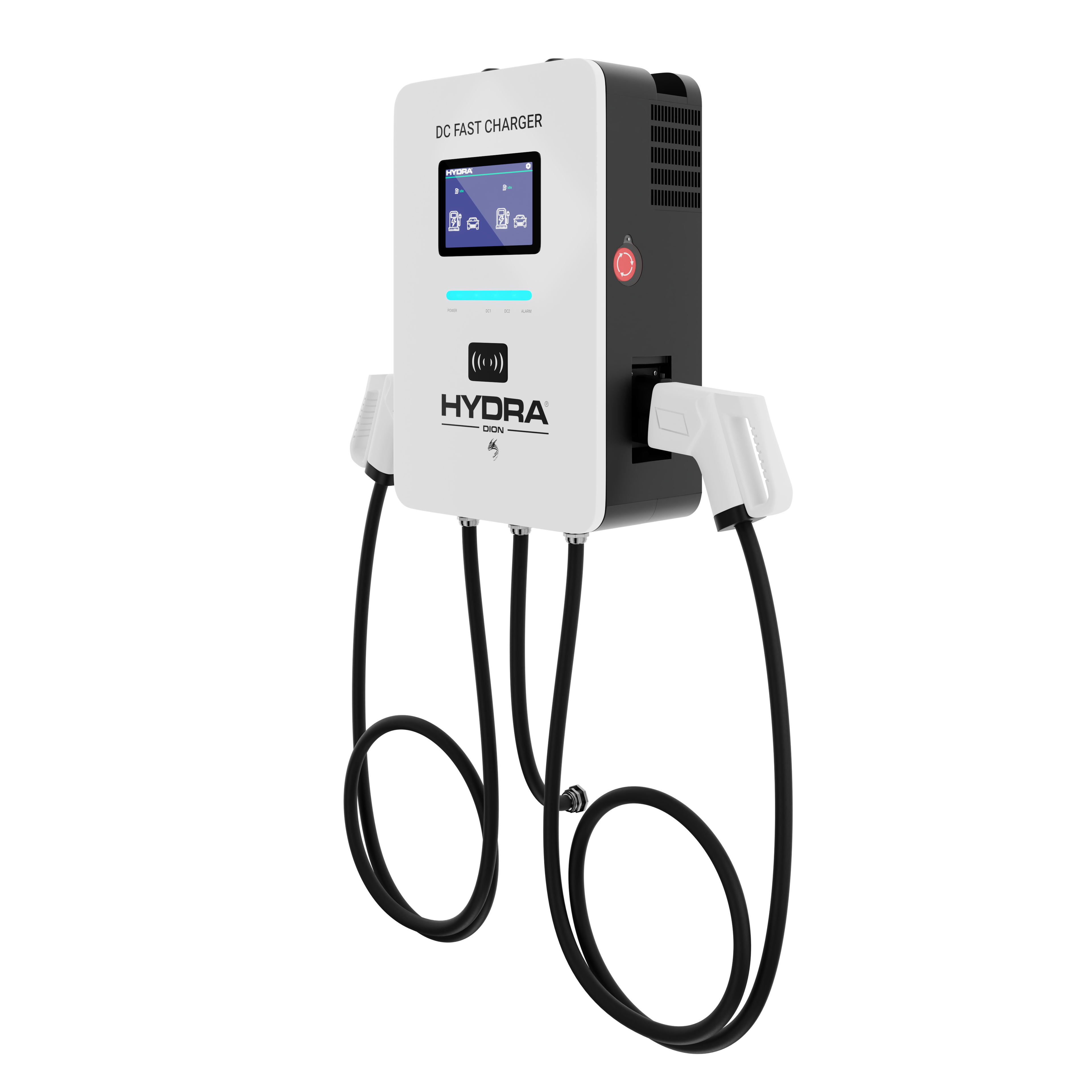 Hydra Dion 40kW dual CCS2 compact DC fast charger front left view