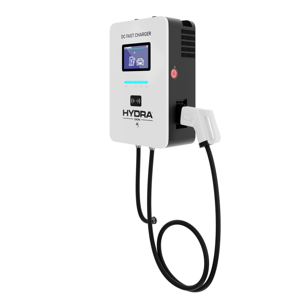 Hydra Dion 20kW single CCS2 compact DC fast charger front left view
