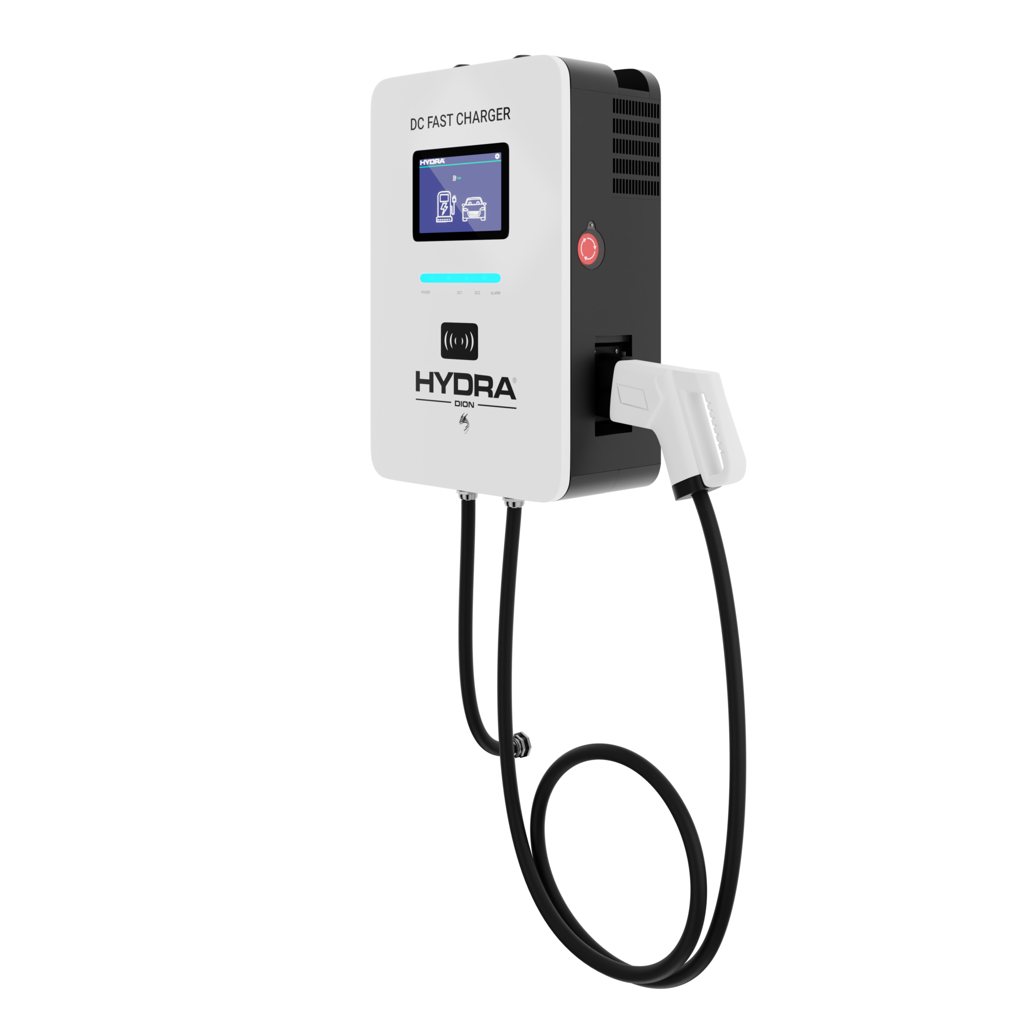 Hydra Dion 20kW single CCS2 compact DC fast charger front left view