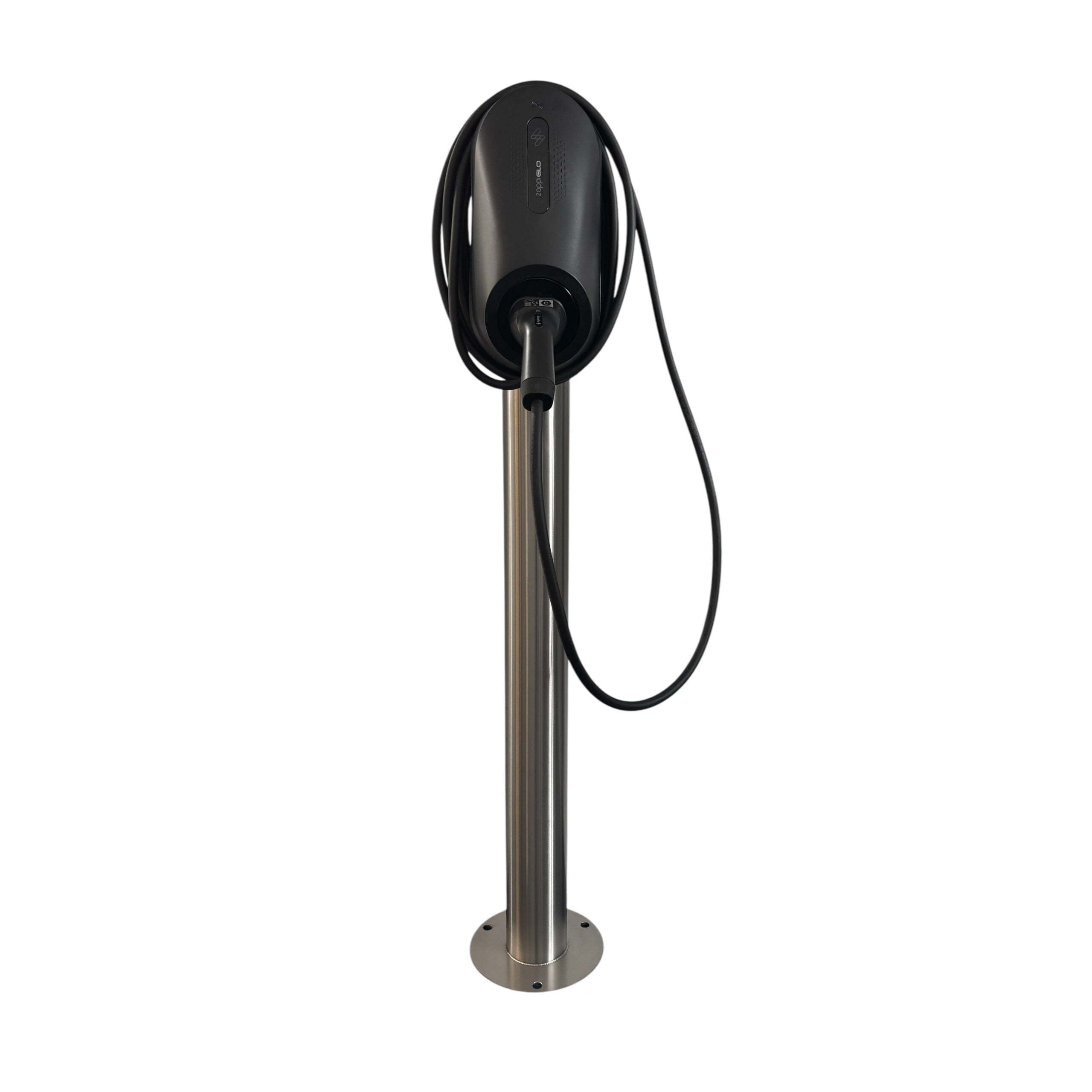 Charging Post with MyEnergi Zappi Glo EV Charger - Round Floor-Standing Charger Post