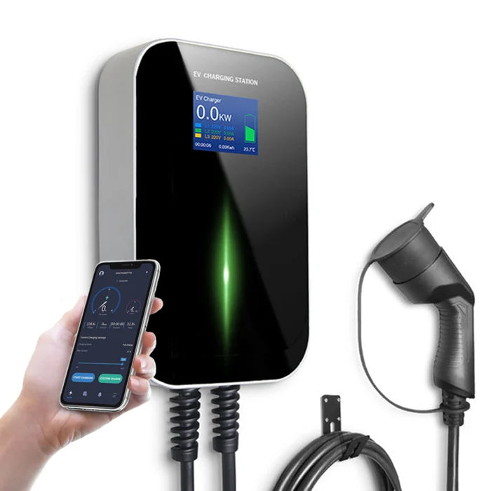 Besen 22kW EV charger with smartphone app control and Type 2 cable - buy 6m tethered home charging station