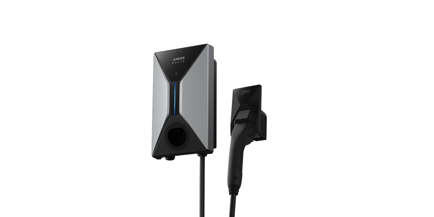 Anker SOLIX EV Charger with Connector Cable - Front Angled View, Buy Home Charging Point Online