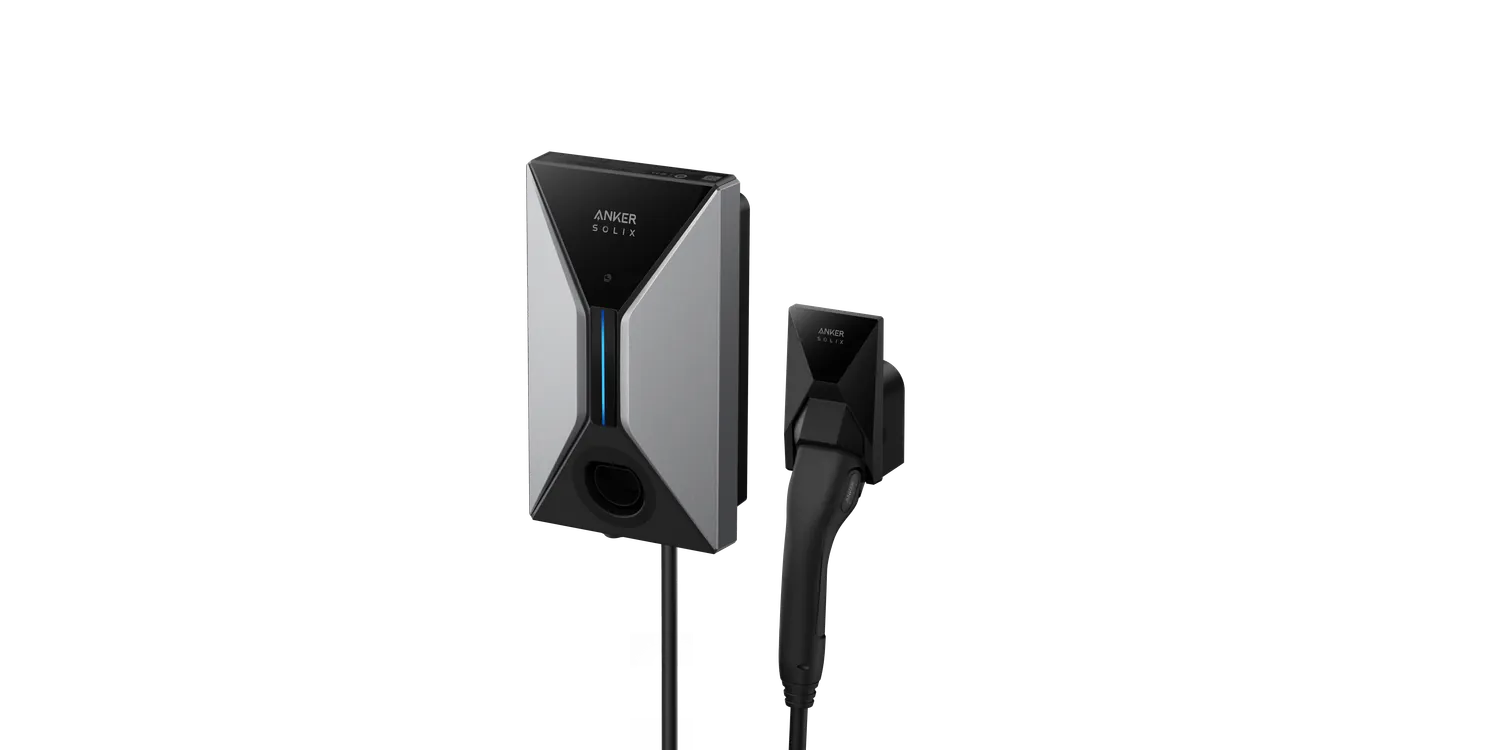 Anker SOLIX EV Charger with Charging Cable Attached - Side View, Buy Home Charging Point Online