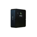 Evec Go EV charger in black, angled view showing evec logo and hinged socket cover - UK home charging point