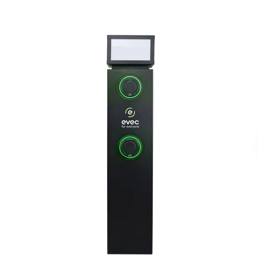 Evec EDP01 Dual Socket EV Charging Pedestal with Green LED Rings - Buy Commercial Charging Point Online
