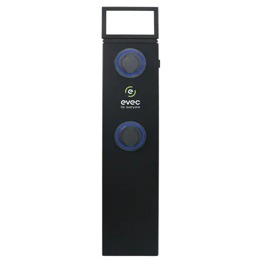 Evec EDP01 Dual Socket EV Charging Pedestal - Front View, Buy Commercial Charging Point Online