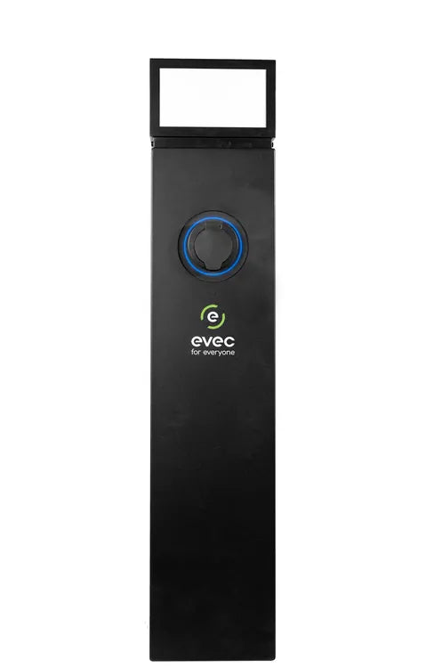 Evec ESP01 Pillar EV Charger with Blue LED Ring - Front View, Buy Commercial Charging Point Online