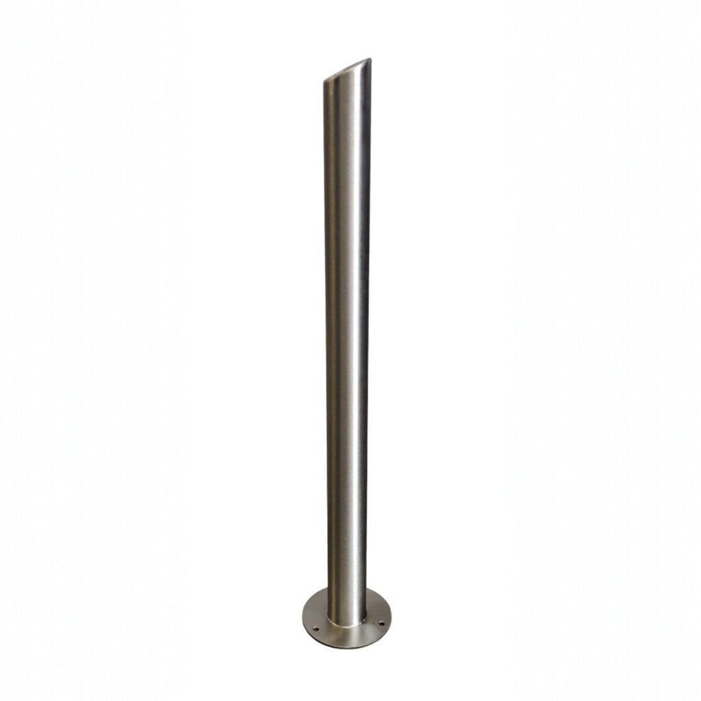EVCAP stainless steel upright post component for EV cable management system on white background