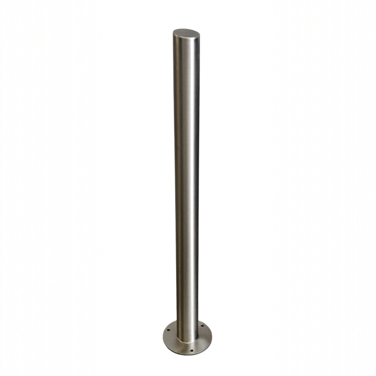 EVCAP stainless steel flat-top upright post component for EV cable management system on white background