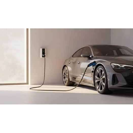 NRGCharge EV Wall Box Charger with Silver Electric Car Plugged In - Buy Home Charging Point Online