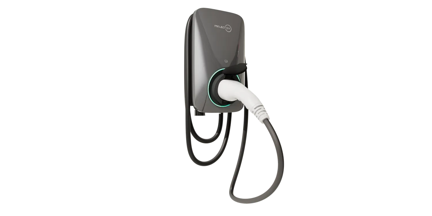 Project EV Wall-Mounted EV Charger in Dark Grey - Tethered Right View, Buy Online