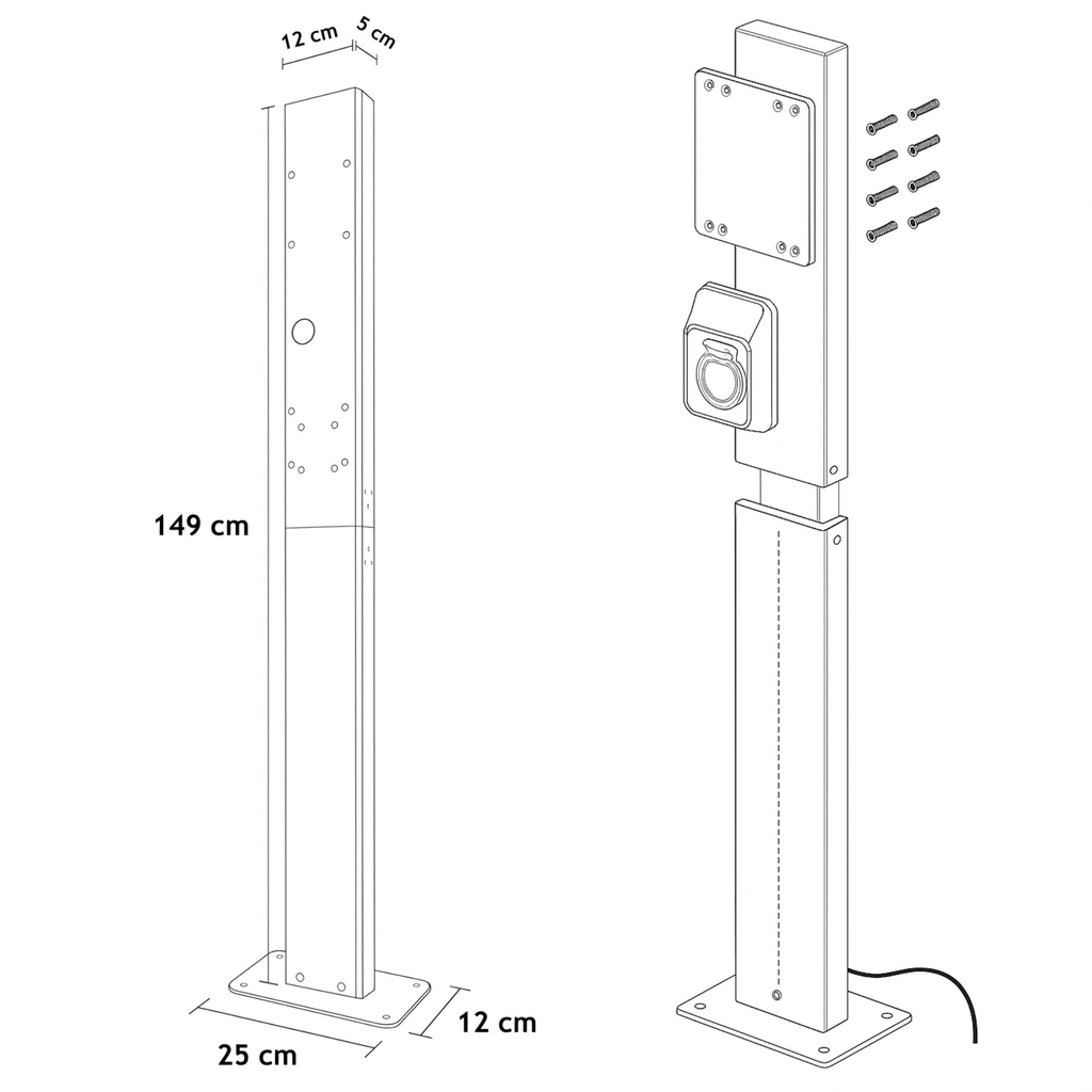 Loady matt black mounting pole for EVBox Elvi - view 5