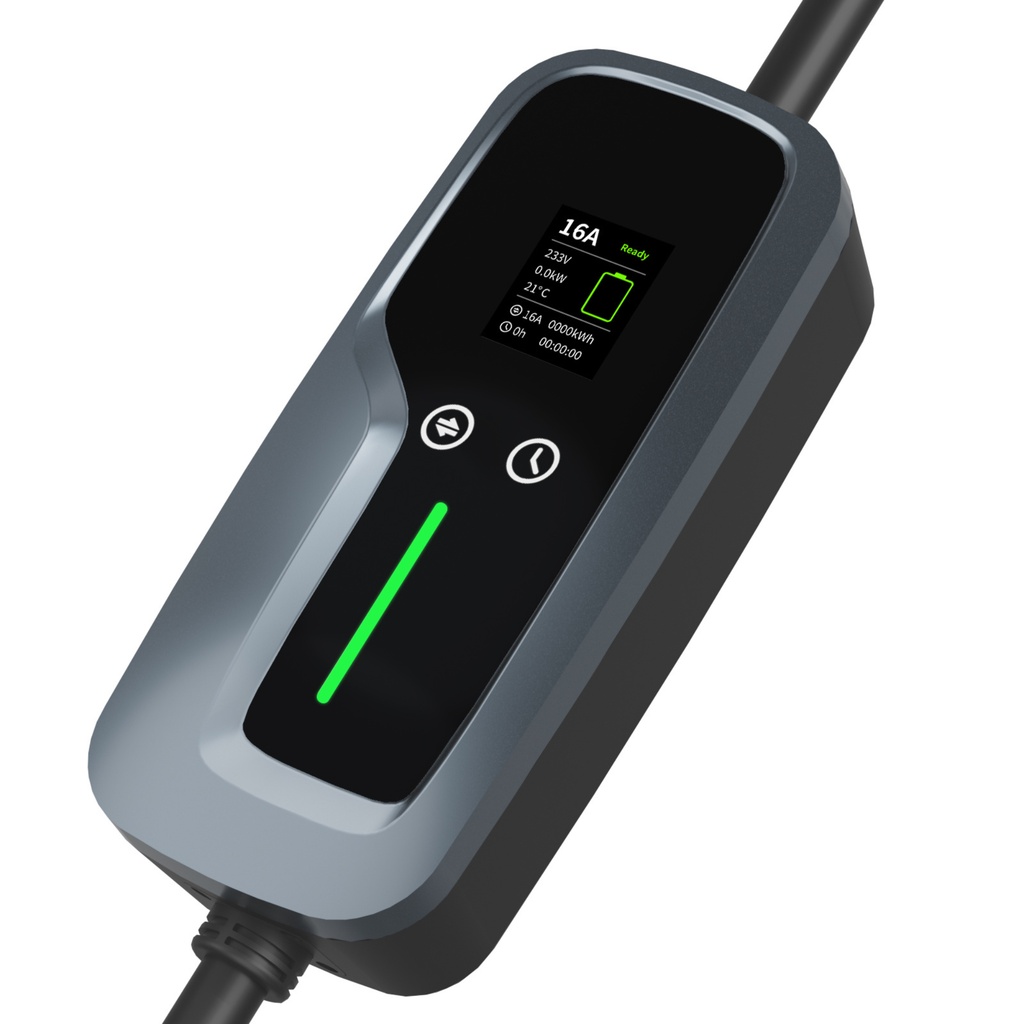 Loady portable EV charger with Tesla charge port button and Schuko plug - view 2