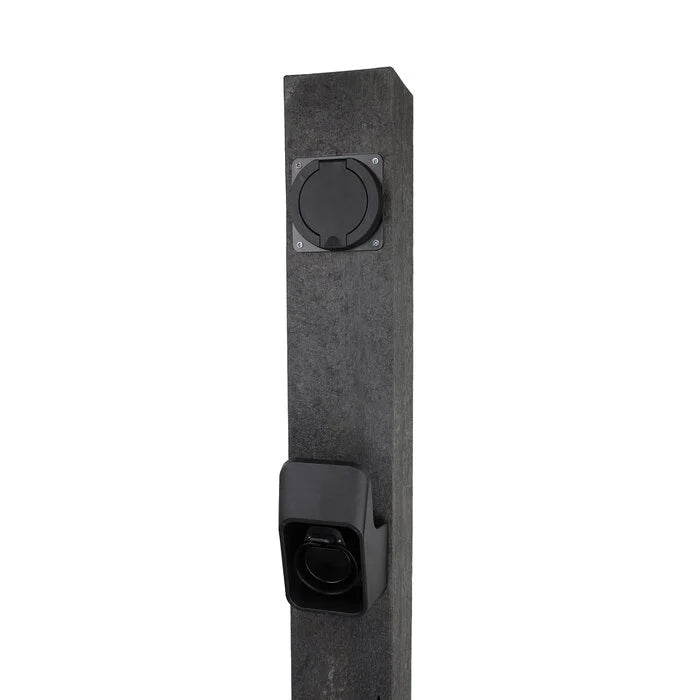Loady Pillar 22kW EV charger with two Type 2 sockets on anthracite pillar - buy dual charge point EV charger
