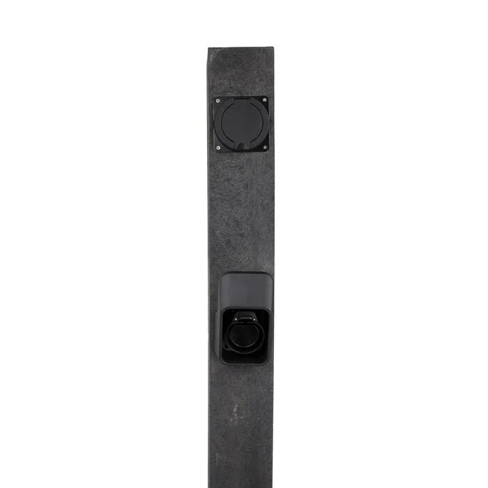 Loady Pillar EV charger close-up of dual Type 2 sockets on anthracite pillar - buy twin socket EV charger
