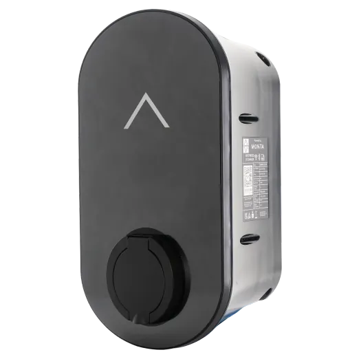 Black and White Wall-Mounted EV Charger - Angled View with Connector Socket, Buy Home Charging Point Online