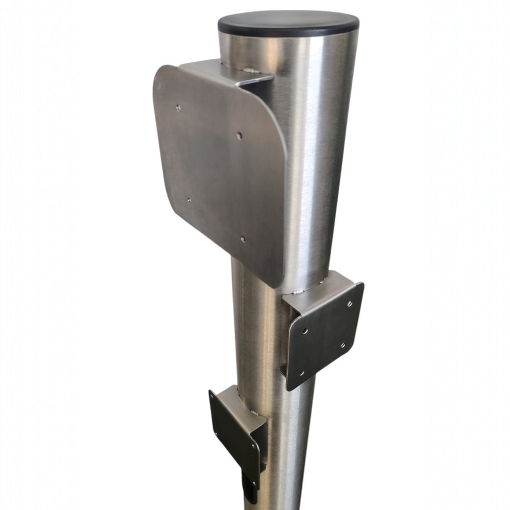 Stainless Steel EV Charging Post with Adjustable Universal Charger Mounting Bracket