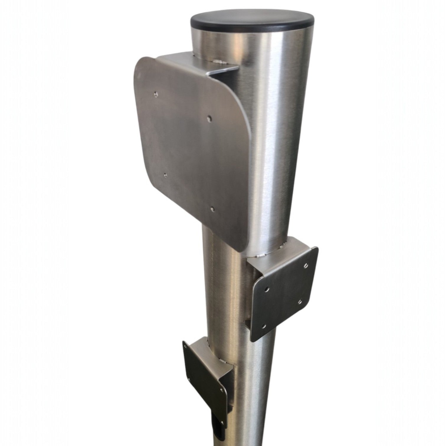 Stainless Steel EV Charging Post with Adjustable Universal Charger Mounting Bracket