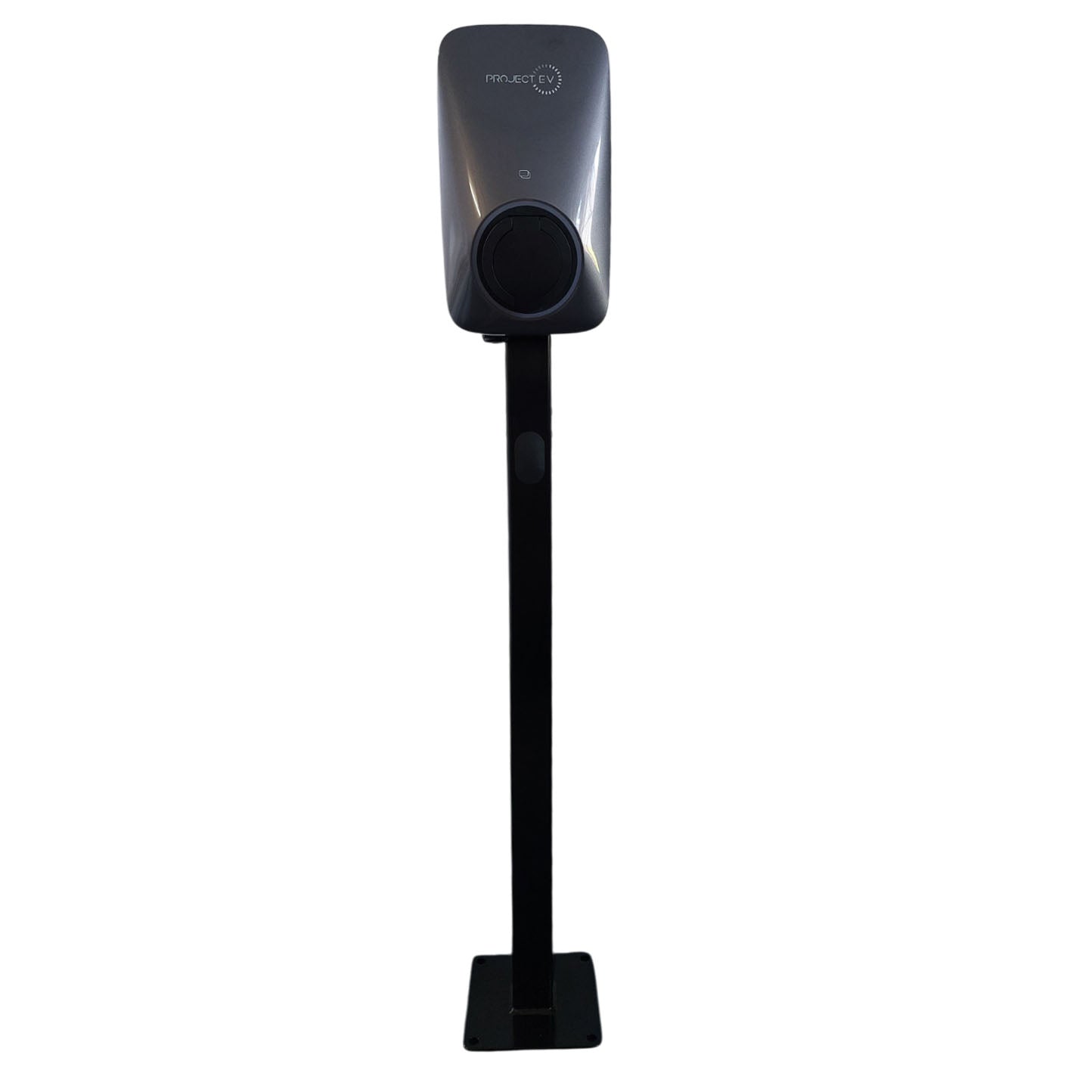 Project EV 7kW EV home charger on pedestal stand, front view on white background