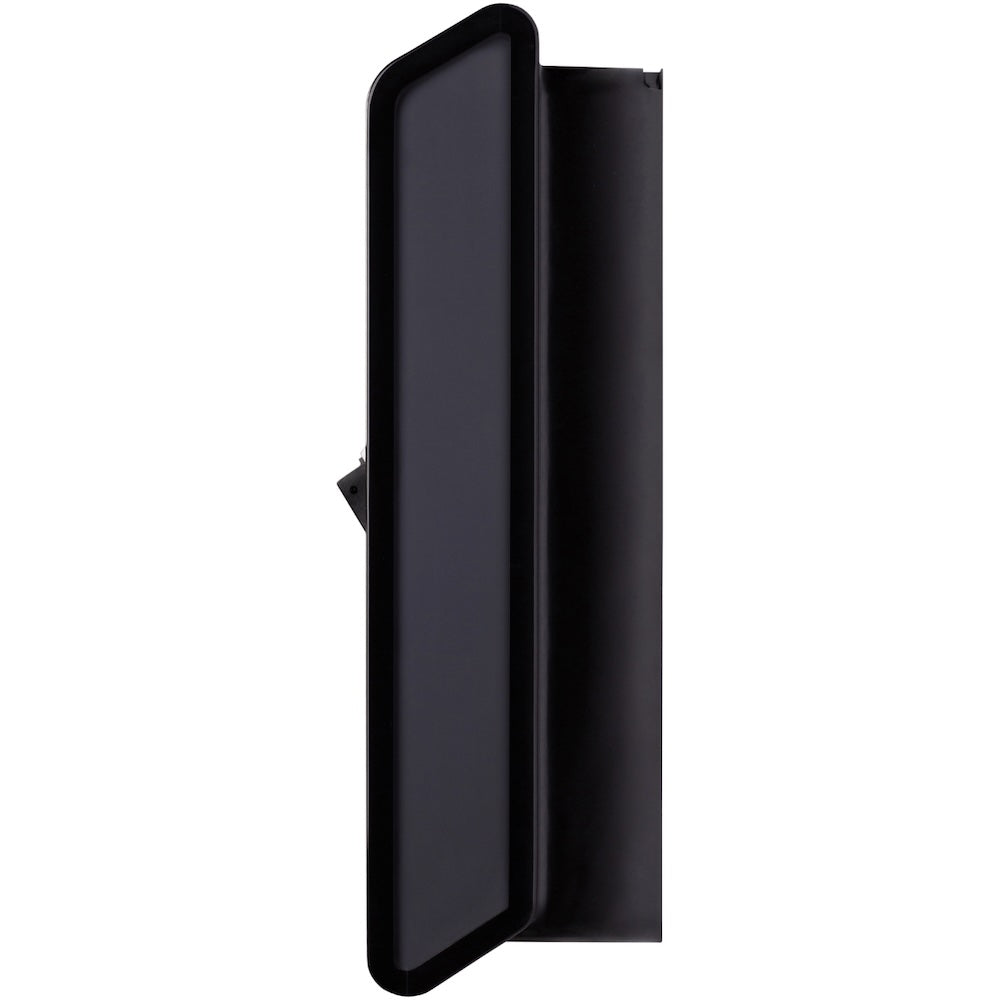 Indra Smart PRO untethered home EV charger 90-degree side profile in glossy black showing slim vertical body and side mounting bracket