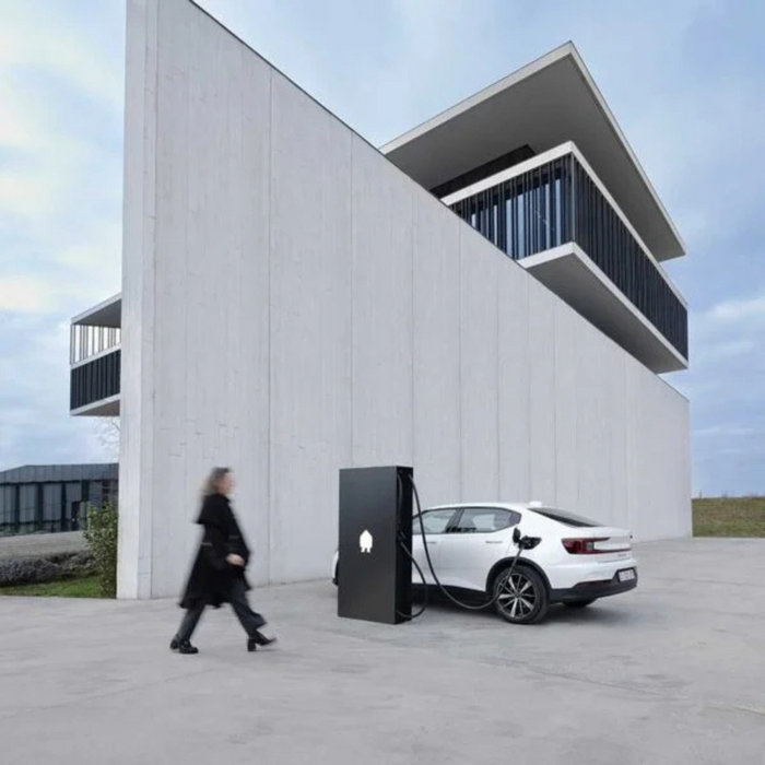 Smappee EV Ultra DC fast charger charging electric car outdoors - buy 240kW DC EV charging station