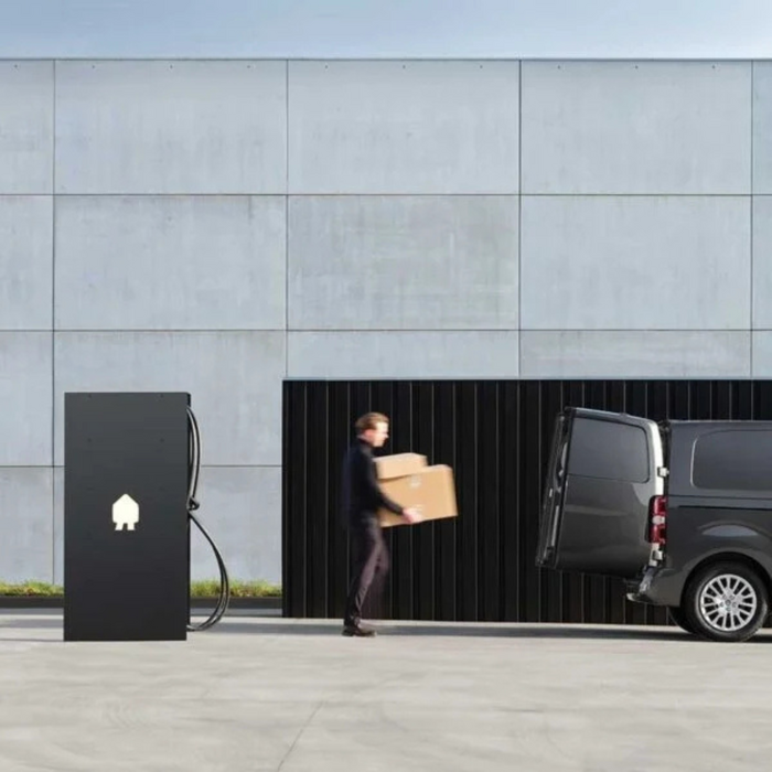 Smappee EV Ultra 240kW DC fast charging station in commercial car park - buy DC EV charger
