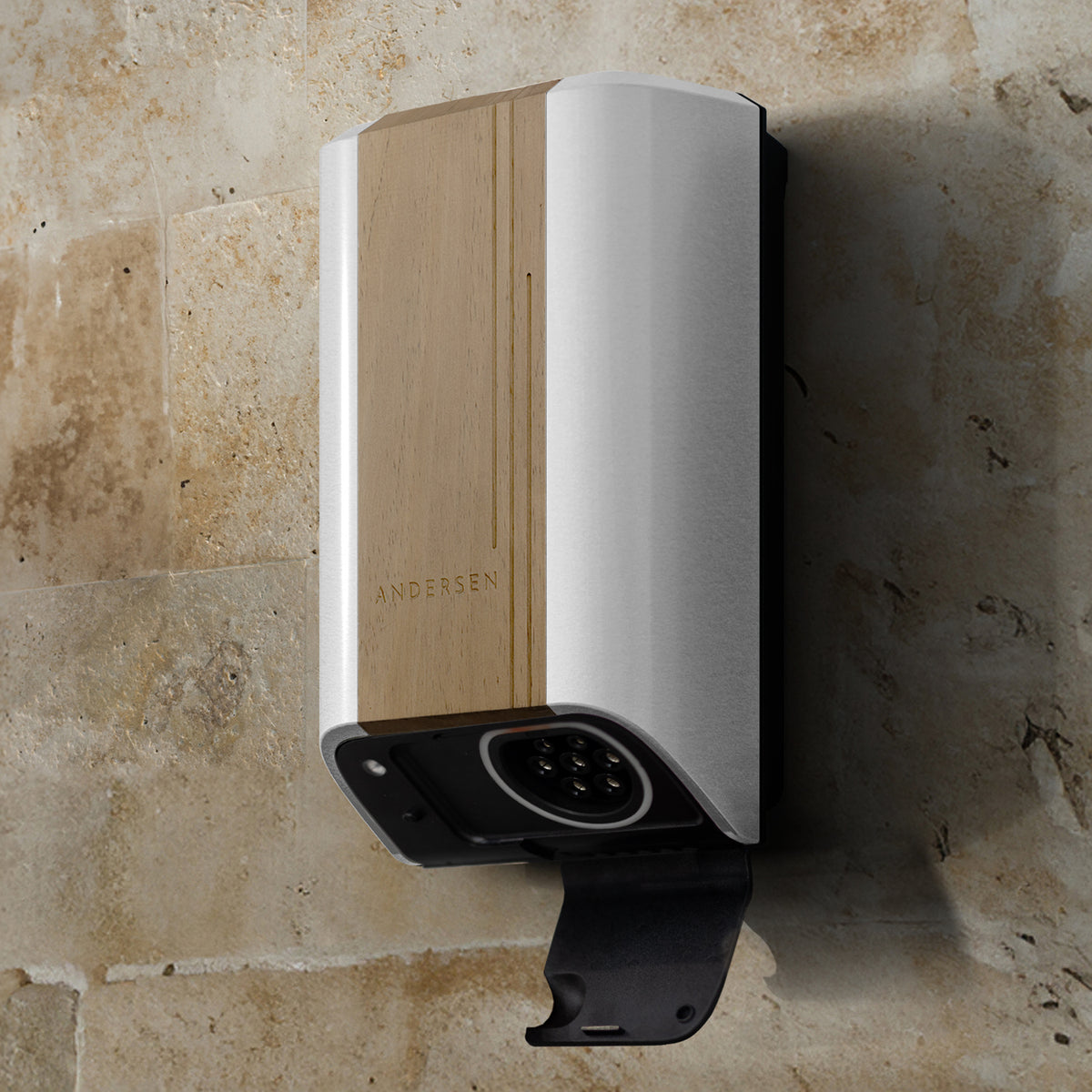 Andersen A3 EV charger in wood and quartz finish with Type 2 socket - buy premium home charging point