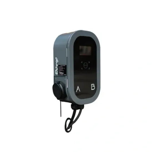 vCHRGD dual EV charger side view with A/B socket ports - UK home charge point